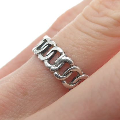 925 Sterling Silver Vintage Curb Oxidized Band Ring Size 6
