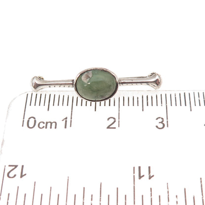 925 Sterling Silver Antique Art Deco Real Royston Turquoise Bar Pin Brooch