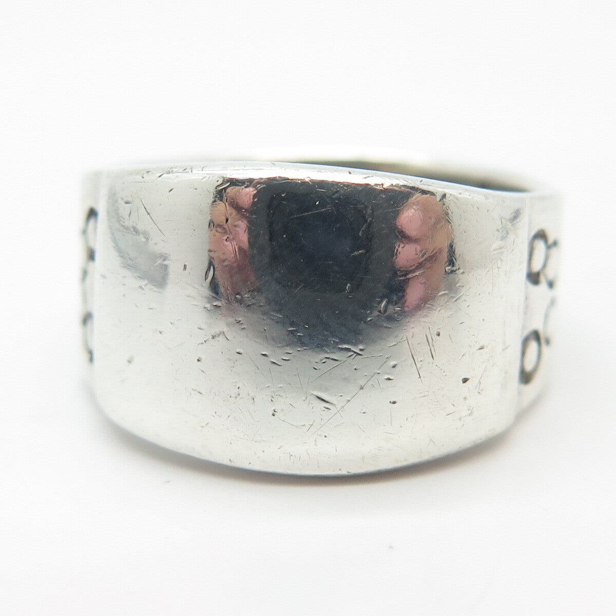 925 Sterling Silver Vintage Etched Ring Size 9