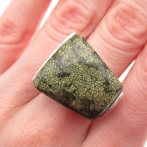 Chapal Zenray 925 Sterling Silver Vintage Real Snakeskin Jasper Ring Size 6.5