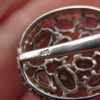 925 Sterling Silver Real Blue Topaz Peridot Amethyst Cluster Slide Mini Pendant