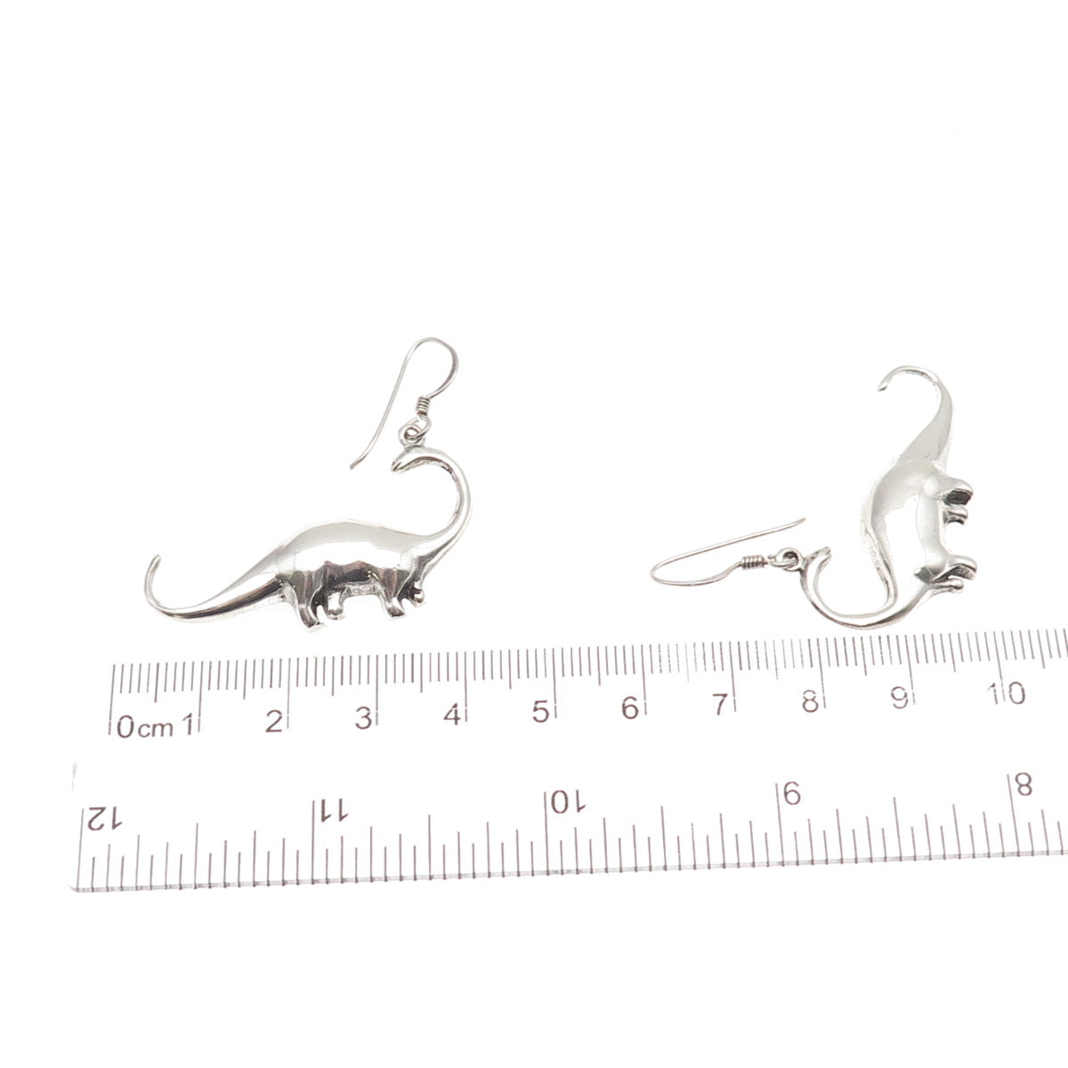 925 Sterling Silver Vintage Dinosaur Oxidized Dangle Earrings