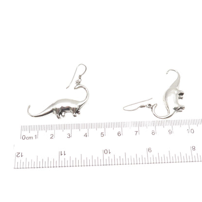 925 Sterling Silver Vintage Dinosaur Oxidized Dangle Earrings