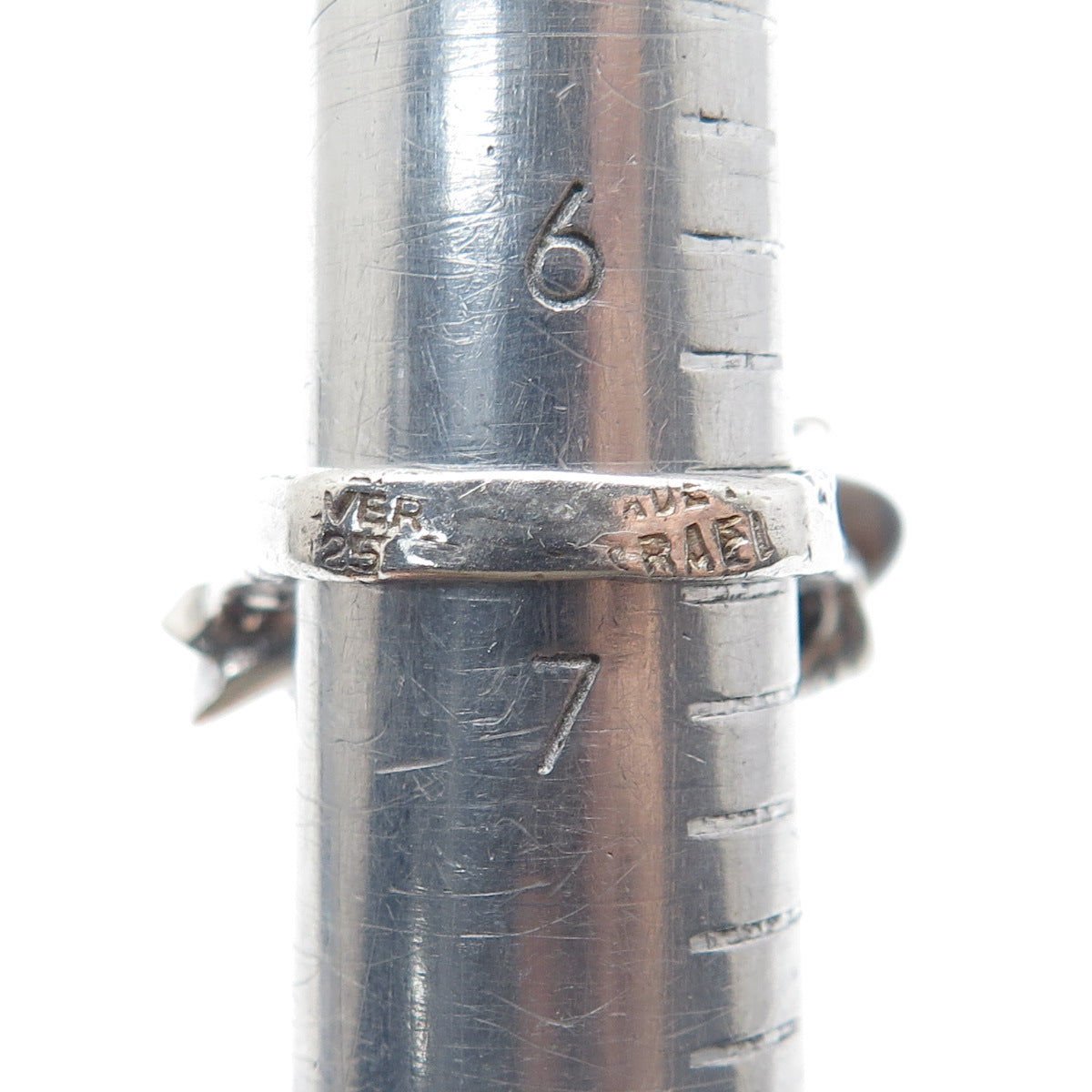 925 Sterling Silver Vintage Israel Real Smoky Quartz Modernist Ring Size 6.75