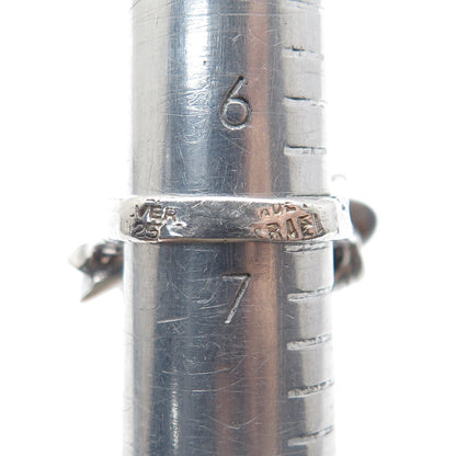 925 Sterling Silver Vintage Israel Real Smoky Quartz Modernist Ring Size 6.75