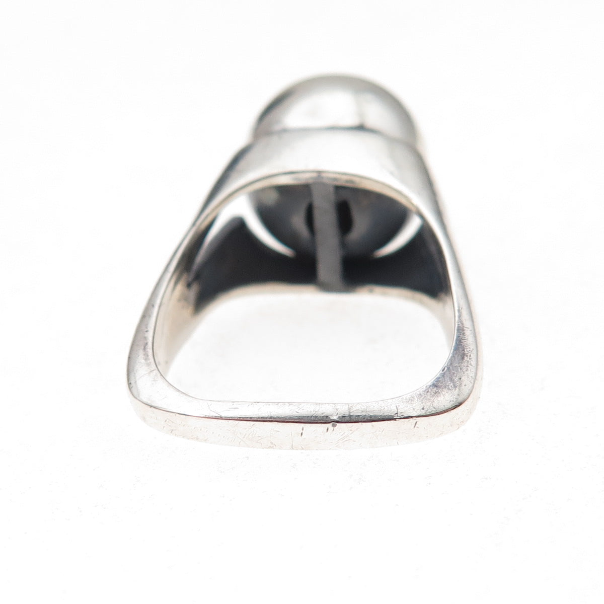 925 Sterling Silver Vintage Modernist Ball Oxidized Ring Size 5.5