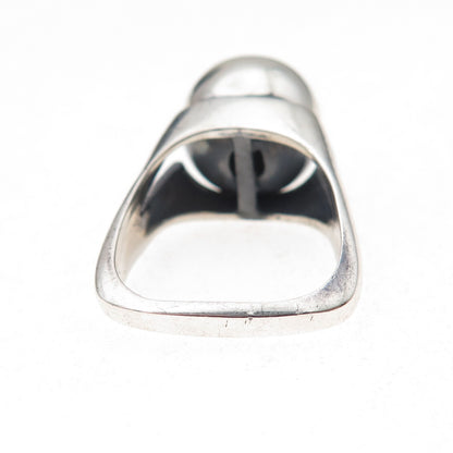 925 Sterling Silver Vintage Modernist Ball Oxidized Ring Size 5.5