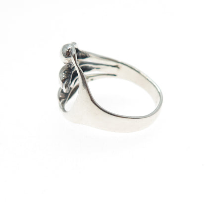 925 Sterling Silver Vintage Three Dolphins Oxidized Ring Size 8.75