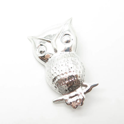 925 Sterling Silver Vintage Wise Owl Pin Brooch