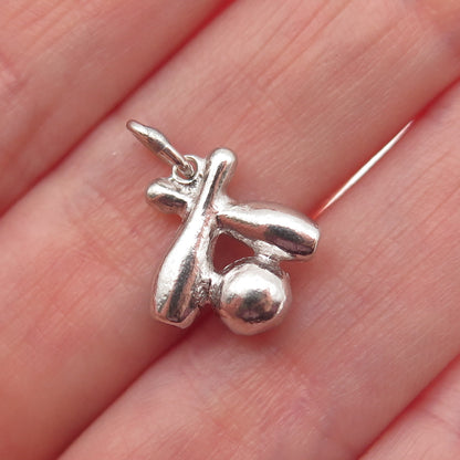 WELLS 925 Sterling Silver Vintage Bowling Pins & Ball Mini Charm Pendant