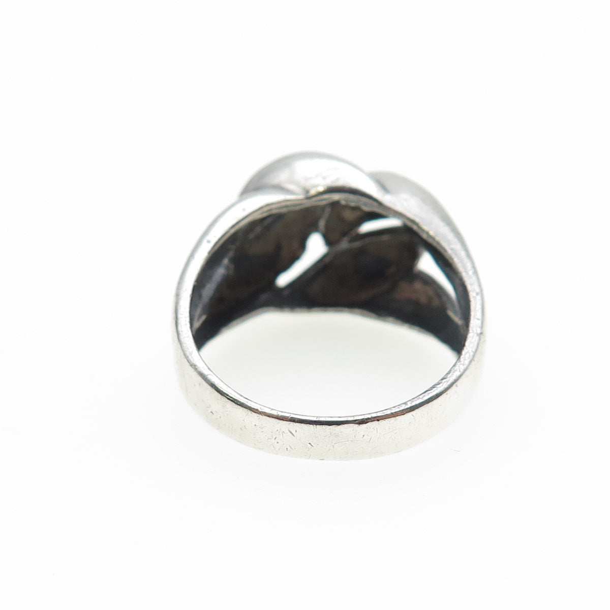 925 Sterling Silver Vintage Modernist Interlocked Oxidized Ring Size 9