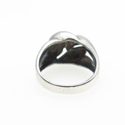 925 Sterling Silver Vintage Modernist Interlocked Oxidized Ring Size 9