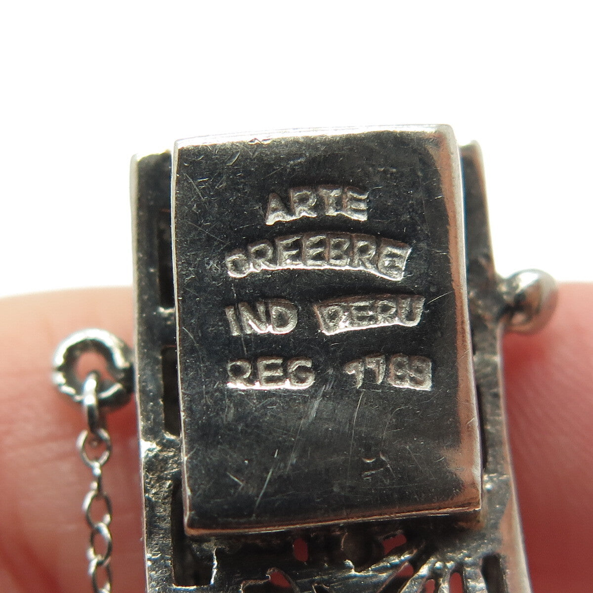 ARTE ORFEBRE 925 Sterling Silver Vintage Peru Storyteller Bracelet 7.25" #7795