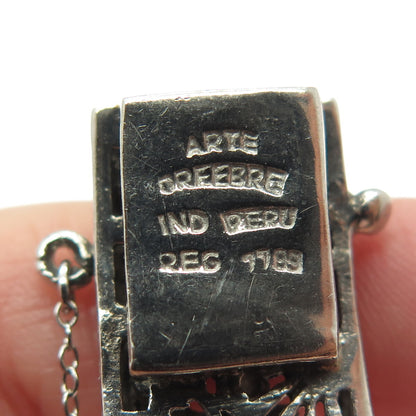 ARTE ORFEBRE 925 Sterling Silver Vintage Peru Storyteller Bracelet 7.25" #7795