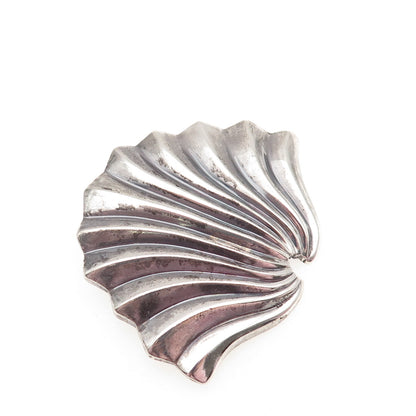 J.H. BREAKELL 925 Sterling Silver Vintage Modernist Seashell Oxidized Pin Brooch