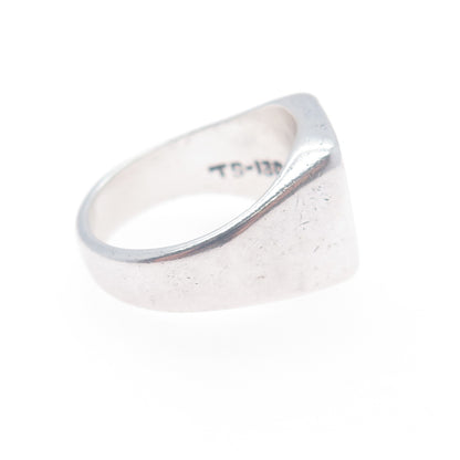 925 Sterling Silver Vintage Mexico Masonic Oxidized Signet Ring Size 9