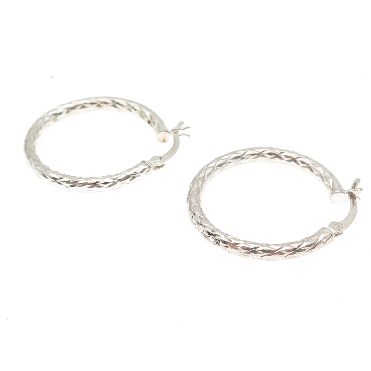 HAN 925 Sterling Silver Vintage Diamond-Cut Hoop Earrings