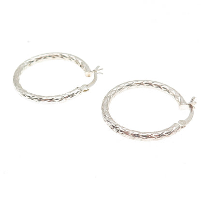 HAN 925 Sterling Silver Vintage Diamond-Cut Hoop Earrings