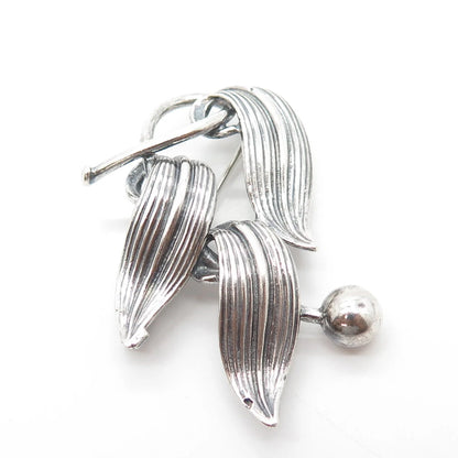 925 Sterling Silver Antique Art Deco Felchcraft Leaf Pin Brooch