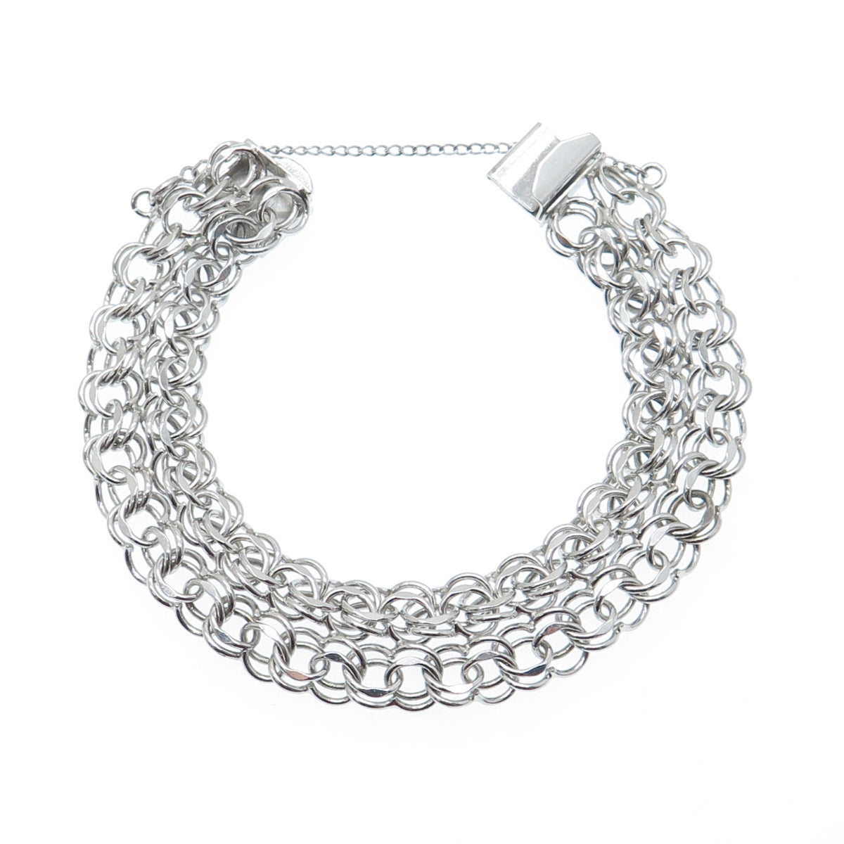 JB JACOBY BENDER 925 Sterling Silver Vintage Double Bismark Link Bracelet 6.75"