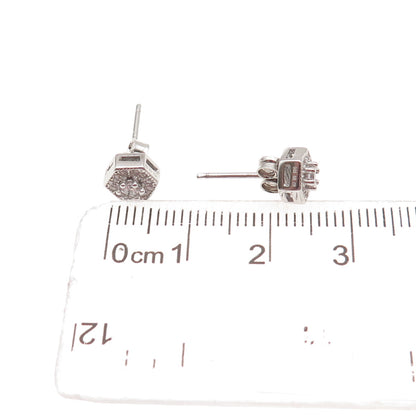 925 Sterling Silver Round-Cut C Z Stud Earrings
