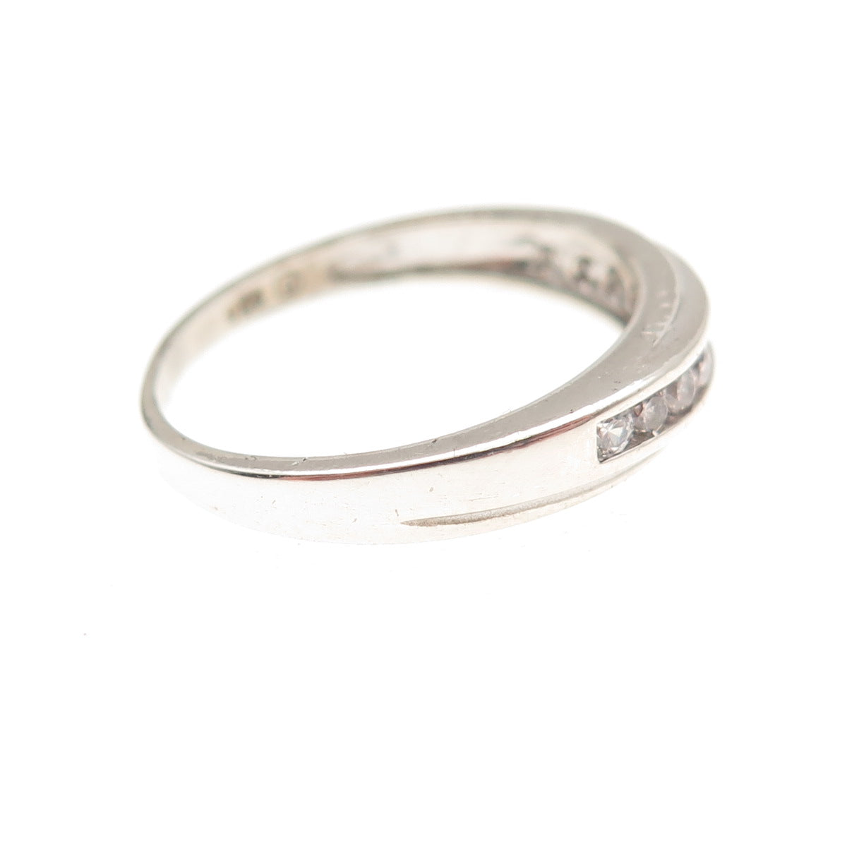 925 Sterling Silver Round-Cut C Z Half Eternity Band Ring Size 7.25