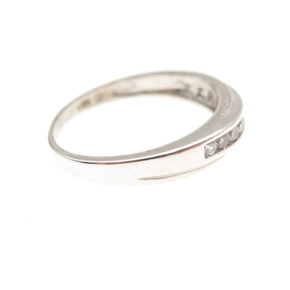 925 Sterling Silver Round-Cut C Z Half Eternity Band Ring Size 7.25
