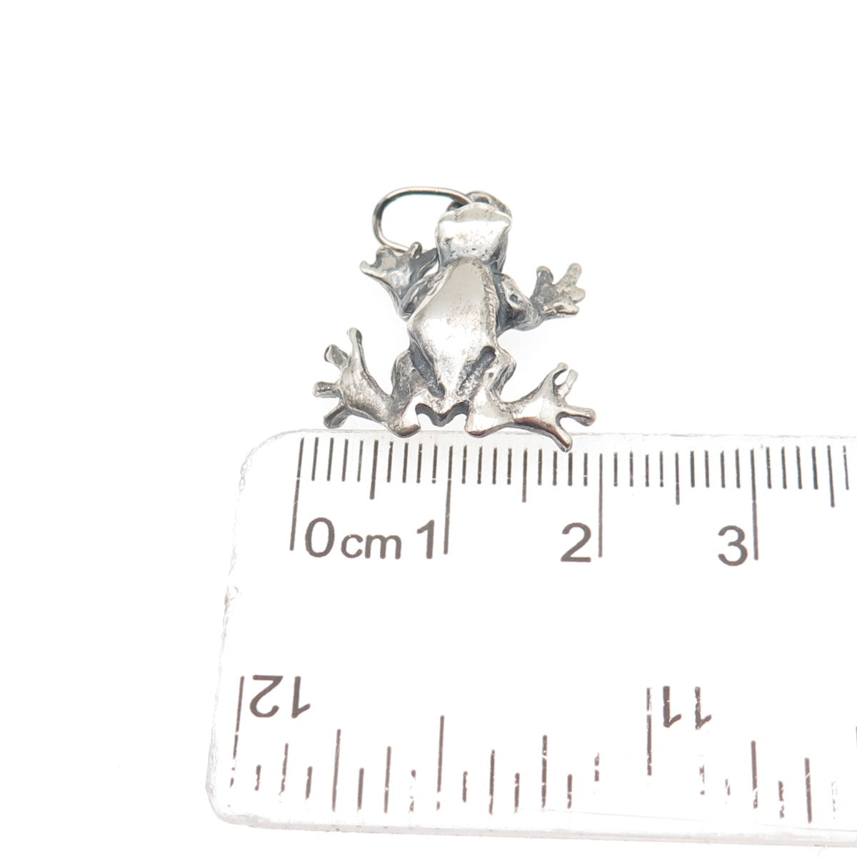 925 Sterling Silver Vintage Frog Good Luck Oxidized 3D Mini Charm Pendant