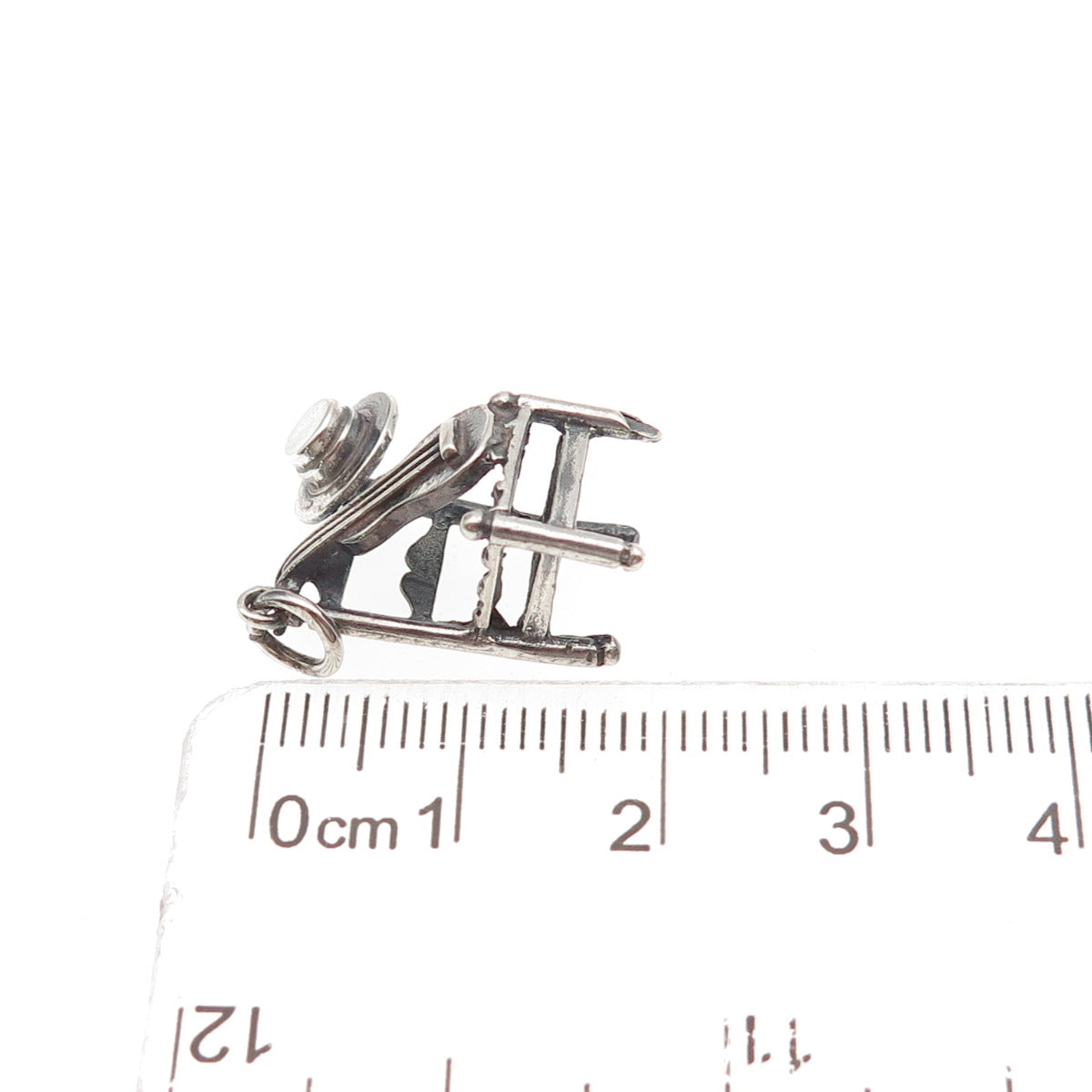 925 Sterling Silver Vintage Spanish Chair w/ Guitar & Hat 3D Mini Charm Pendant