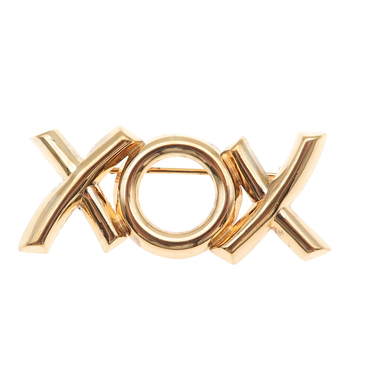 Beau 925 Sterling Silver Gold Plated Vintage XOX Hugs & Kisses Pin Brooch
