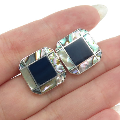 Metropolitan Museum of Art Silver Vintage Abalone Shell Blue Tiger Eye Earrings