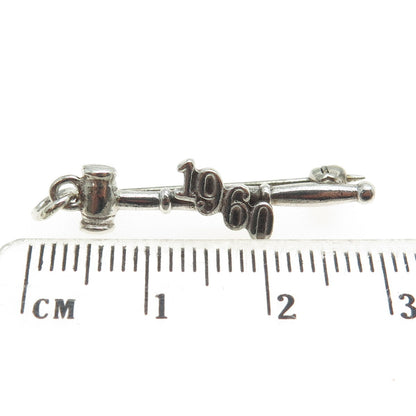 925 Sterling Silver Vintage 1960 "Gavel" Court Pin Brooch
