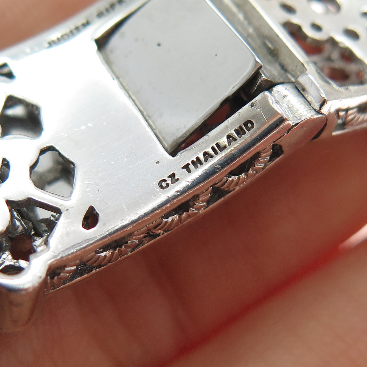 JUDITH RIPKA Sterling Silver Round-Cut C Z Flower Adjustable Cuff Bracelet 7"