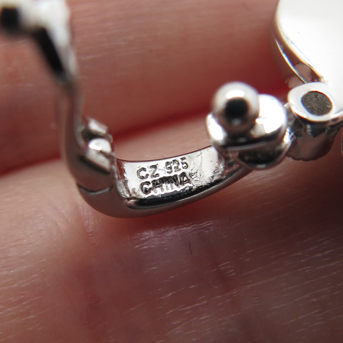 925 Sterling Silver Round-Cut C Z Peace Symbol Heart Minimalist Charm Pendant