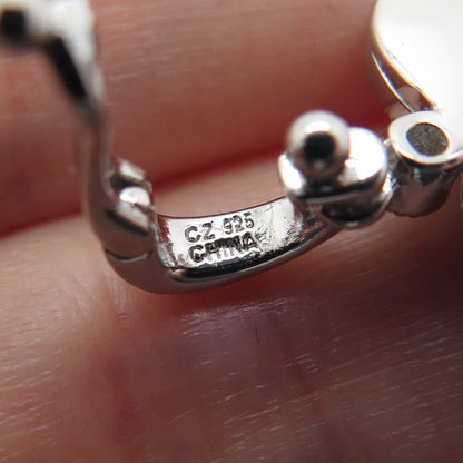 925 Sterling Silver Round-Cut C Z Peace Symbol Heart Minimalist Charm Pendant