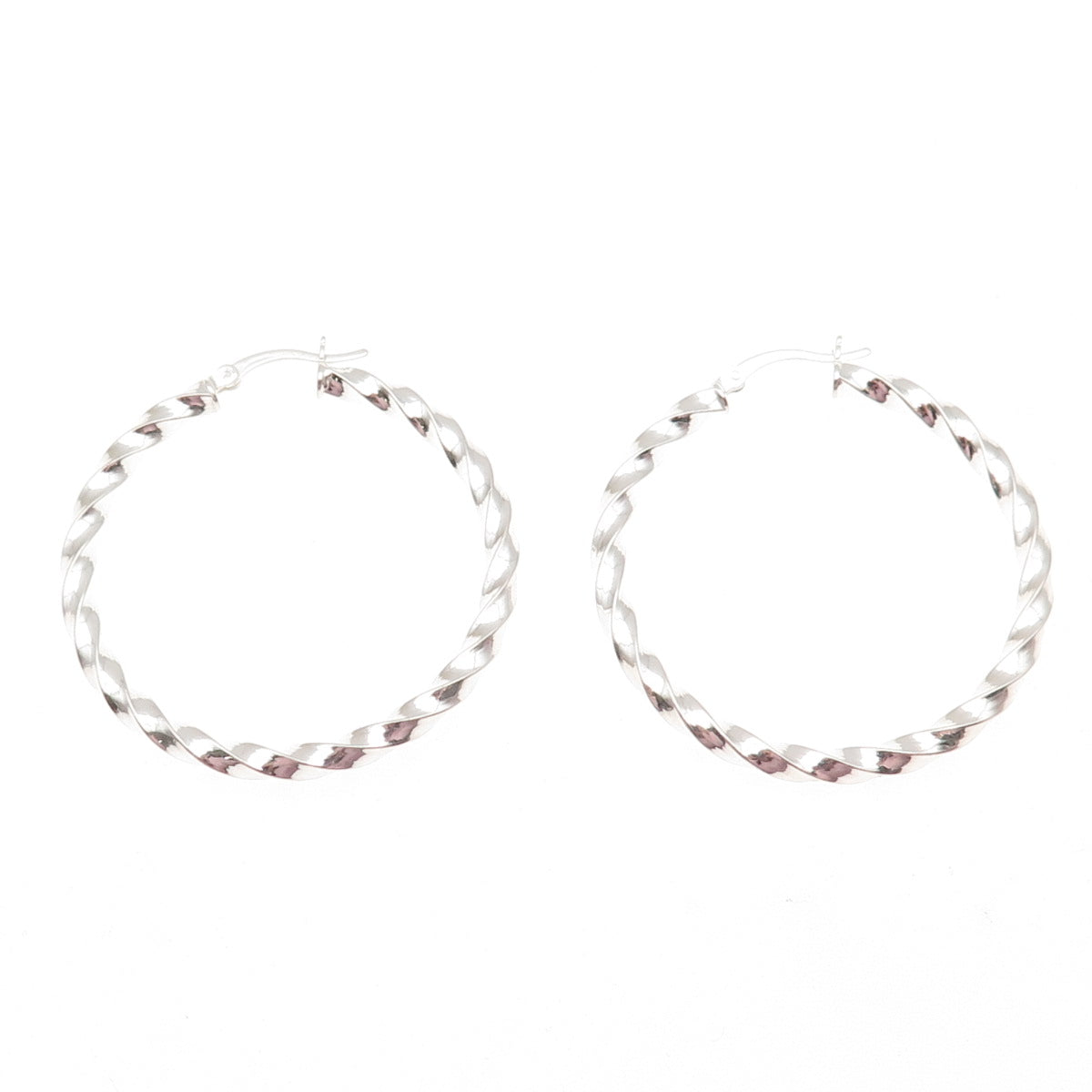 925 Sterling Silver Twisted Hoop Earrings