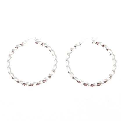 925 Sterling Silver Twisted Hoop Earrings