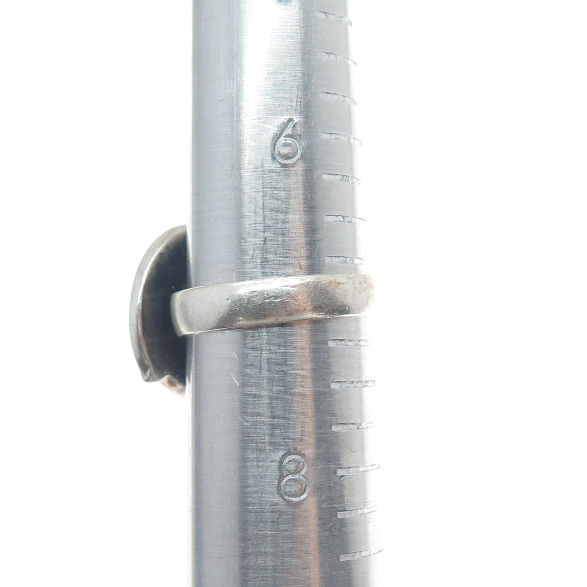 925 Sterling Silver Vintage Real Hematite Modernist Spiral Oxidized Ring Size 7