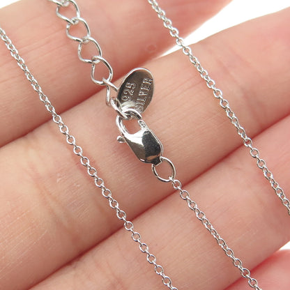925 Sterling Silver Round-Cut Shaped C Z Open Heart Cable Chain Necklace 16"