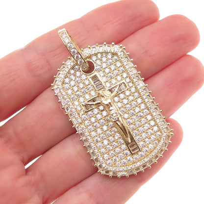 925 Sterling Silver Gold Plated C Z Crucifix Cross Pendant