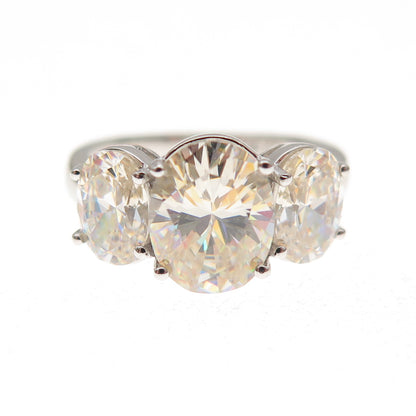 925 Sterling Silver Oval-Cut Canary C Z Engagement Ring Size 5.25