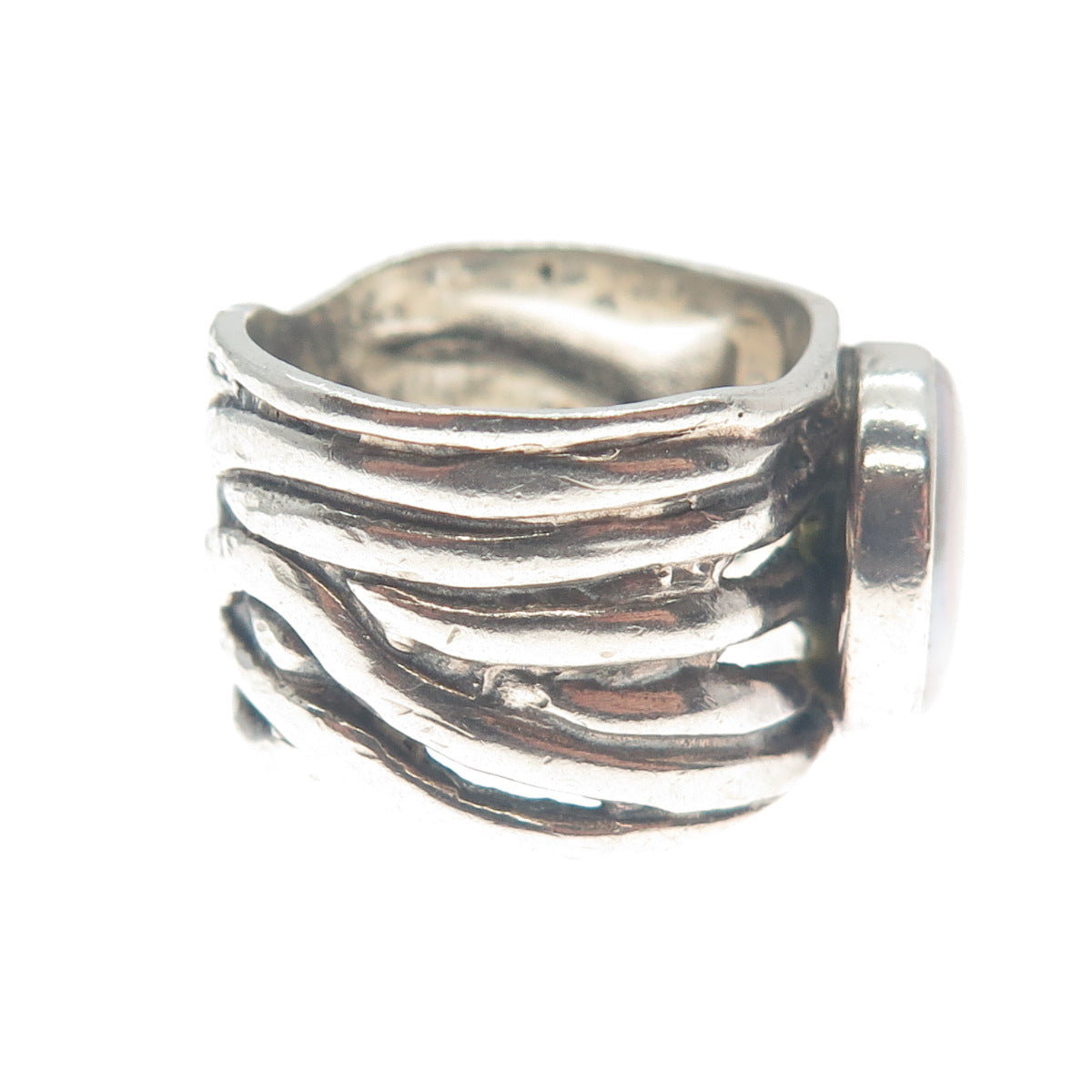 SILPADA 925 Sterling Silver Vintage Real Pearl Modernist Oxidized Ring Size 7.25