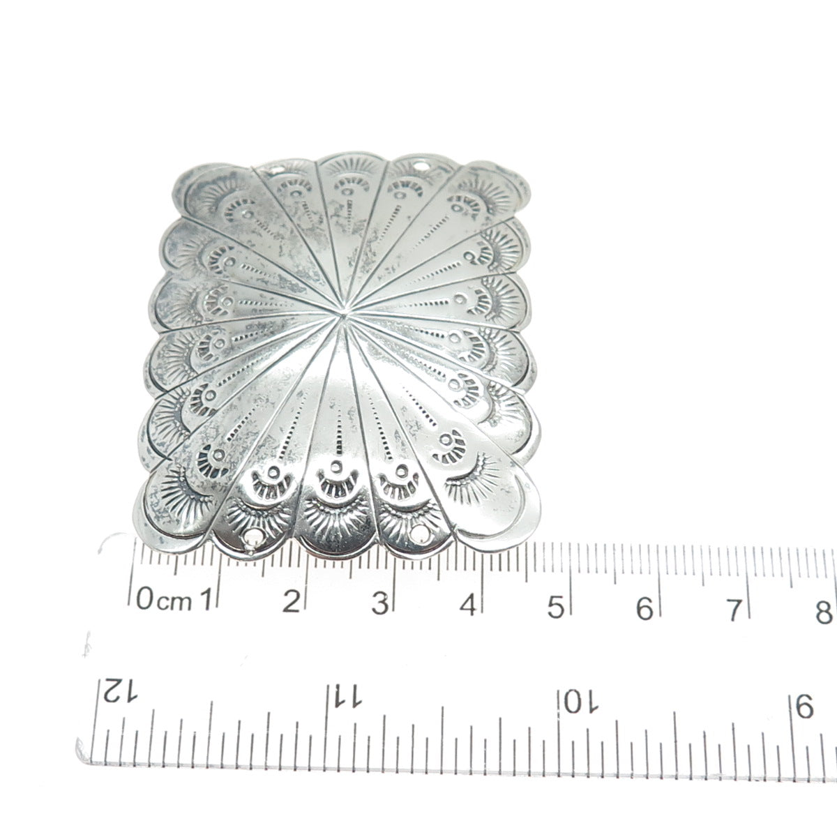 Old Pawn 925 Sterling Silver Vintage Southwestern Tribal Concho Bolo Tie Buckle