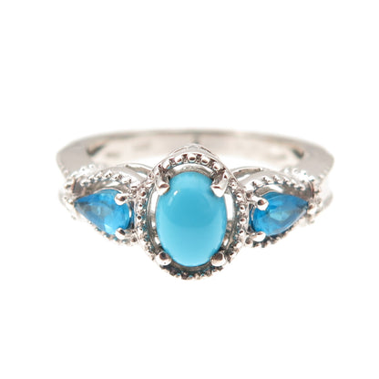 Chuck Clemency 925 Sterling Silver Real Turquoise & Apatite Ring Size 8.25