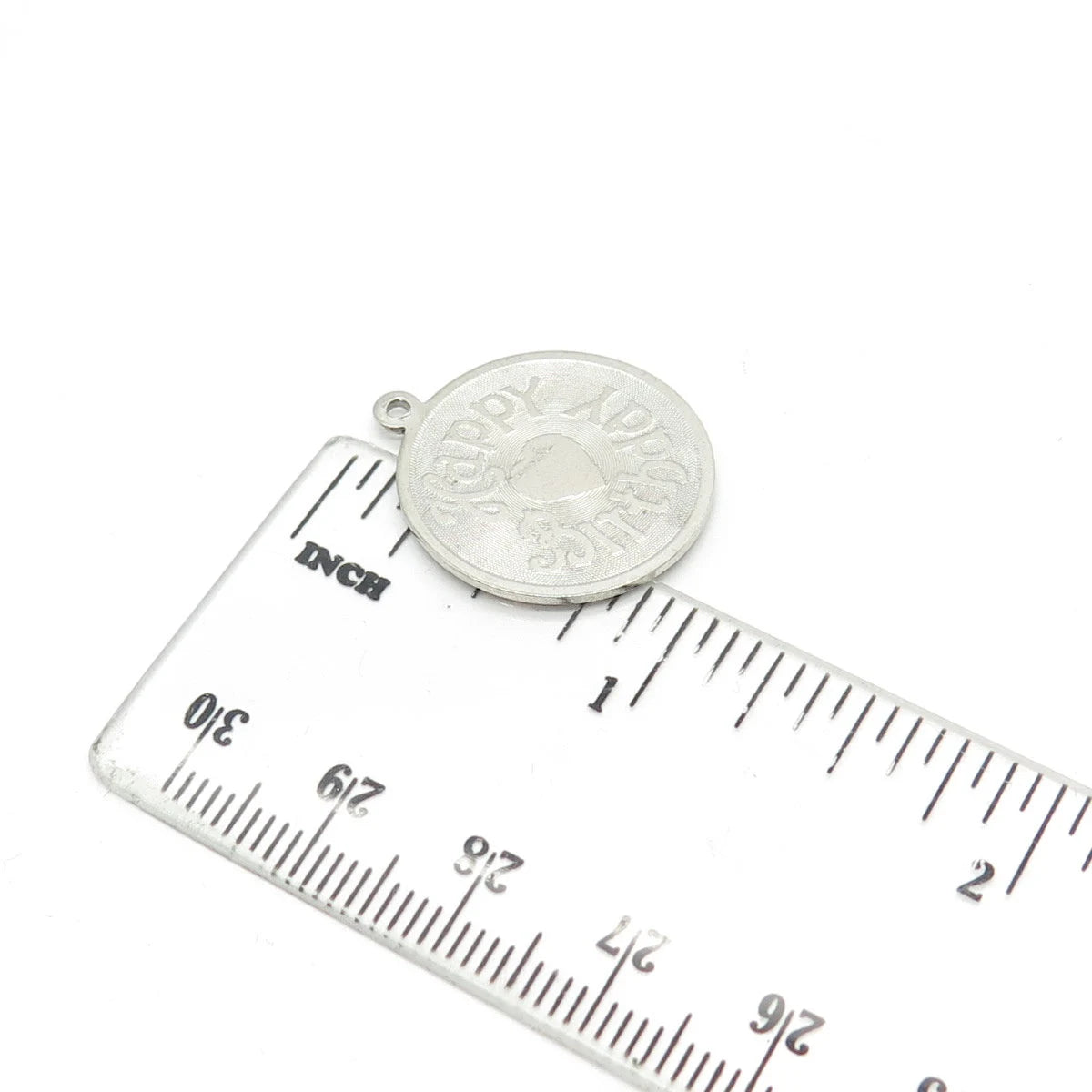 925 Sterling Silver Vintage Danecraft "Happy Birthday" Round Charm Pendant