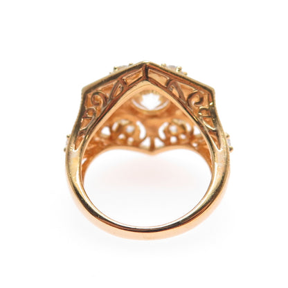 925 Sterling Silver Gold Plated Round-Cut C Z Snowflake Ring Size 5