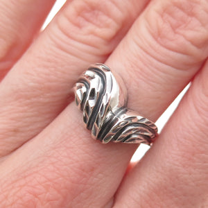 925 Sterling Silver Vintage Modernist Oxidized Ring Size 7.25