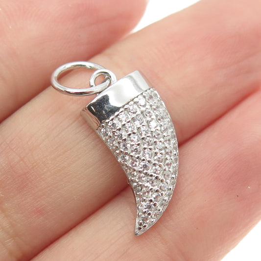 925 Sterling Silver Round-Cut C Z Claw Amulet Charm Pendant