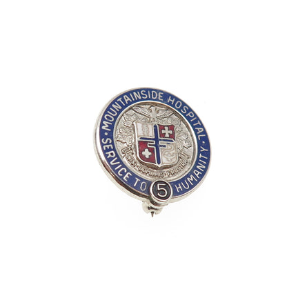 BALE Sterling Antique Enamel Mountainside Hospital Service to Humanity Brooch