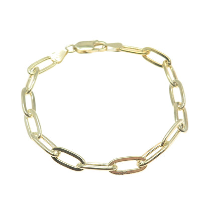 925 Sterling Silver Gold Plated Italy Paperclip Link Bracelet 6.75"